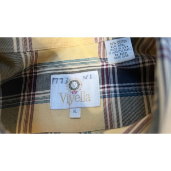 Viyella Mens XL Plaid Button Down Shirt Long Sleeve Cotton Wool Blend Casual - Picture 4 of 6